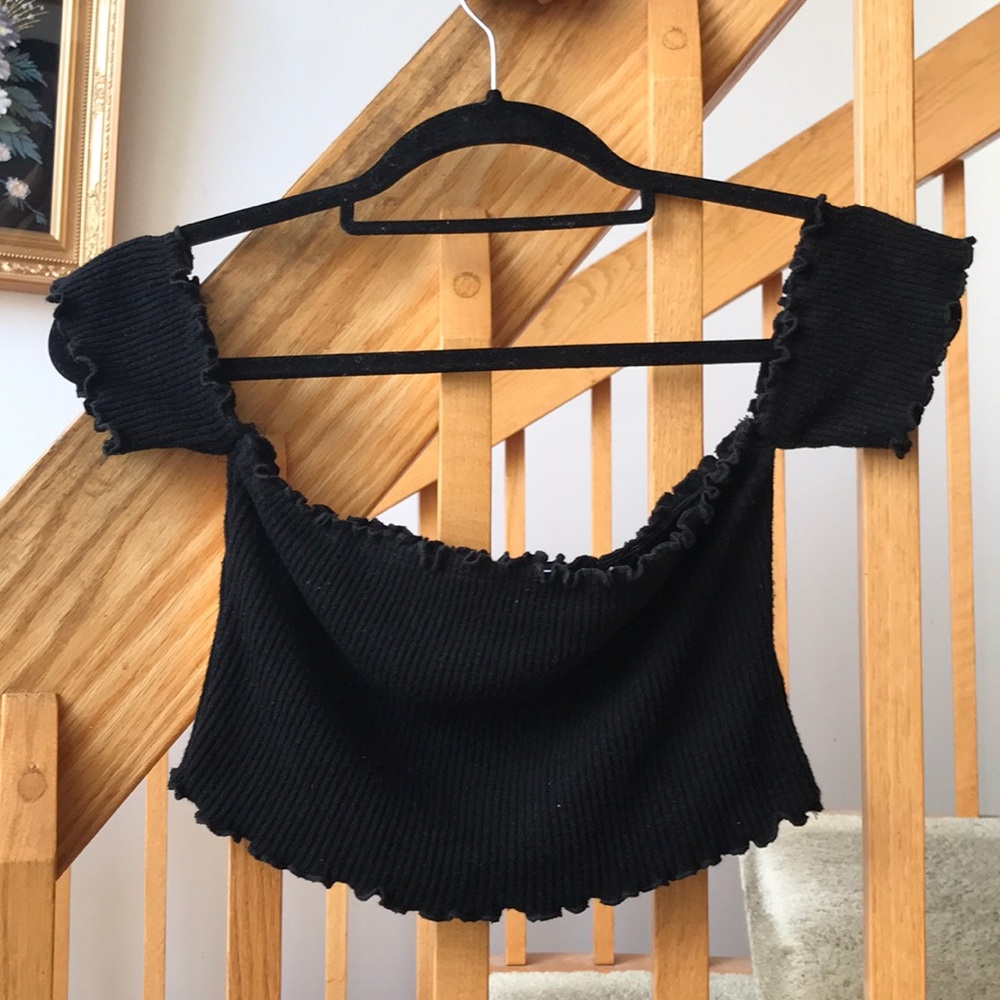Ribbed Off the Shoulder Crop Top